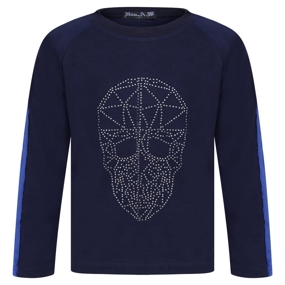 Boys Silver Skull Face Studded Tops