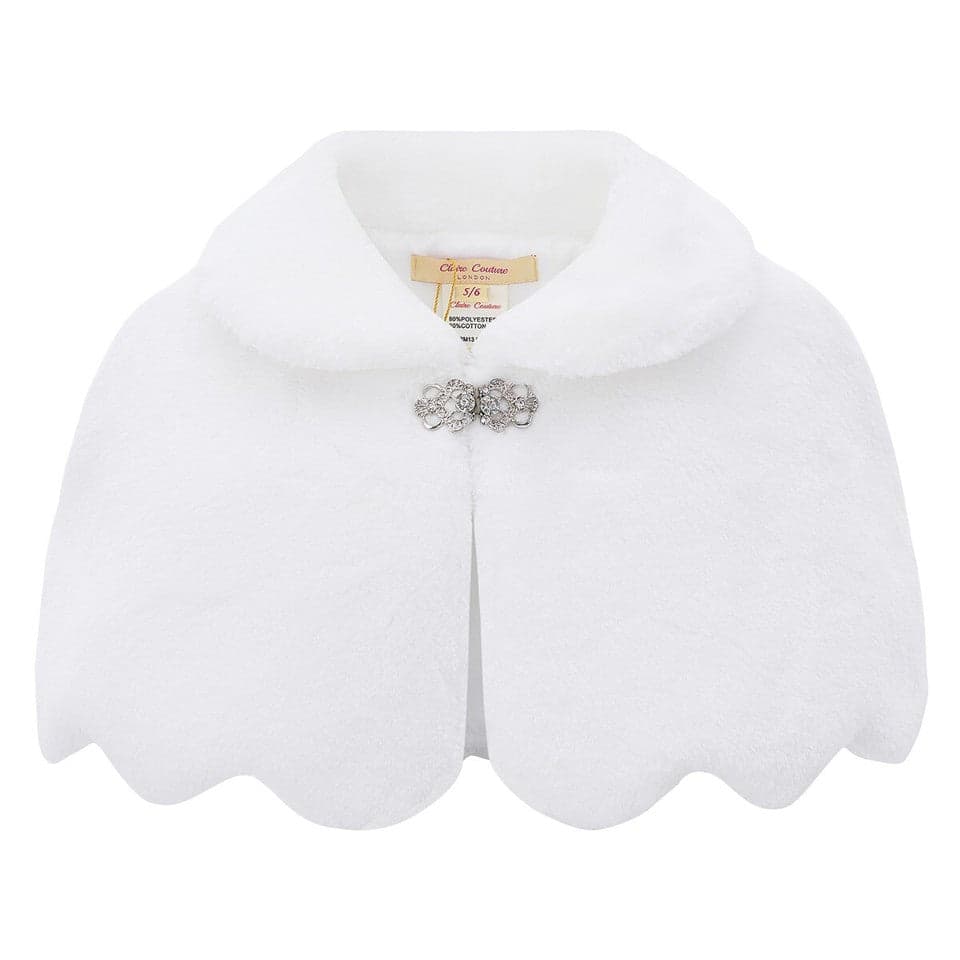 Girls Bolero Bridesmaid Tippet Wrap Stole Shrug Ivory Pink 3-14 Years