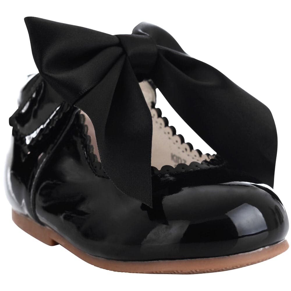 Girls Bridesmaids Bow Ribbon Party Shoes