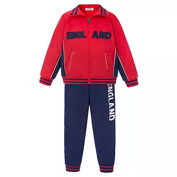 Boys Sports Tracksuit Outfit Kit Top Trousers England Football Soccer