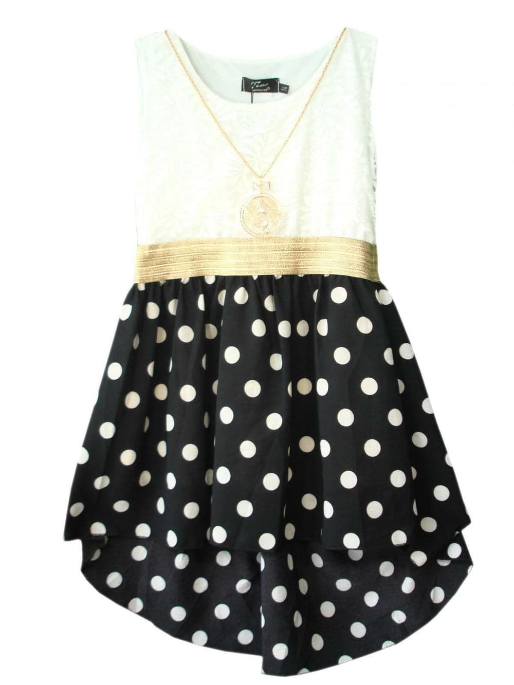 Girls Asymmetrical Polka Dots Dress