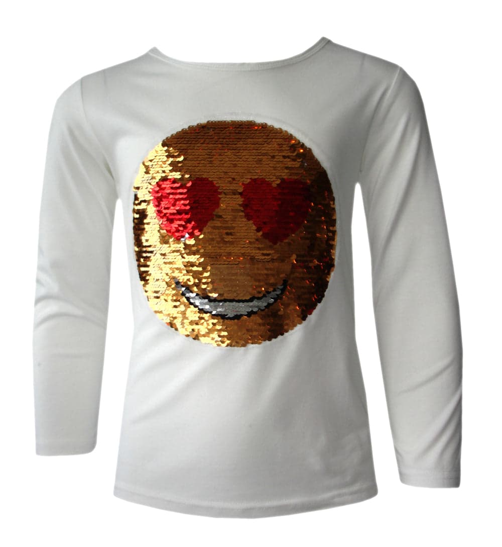 Girls Funny Face Brush Changing Sequin Tops