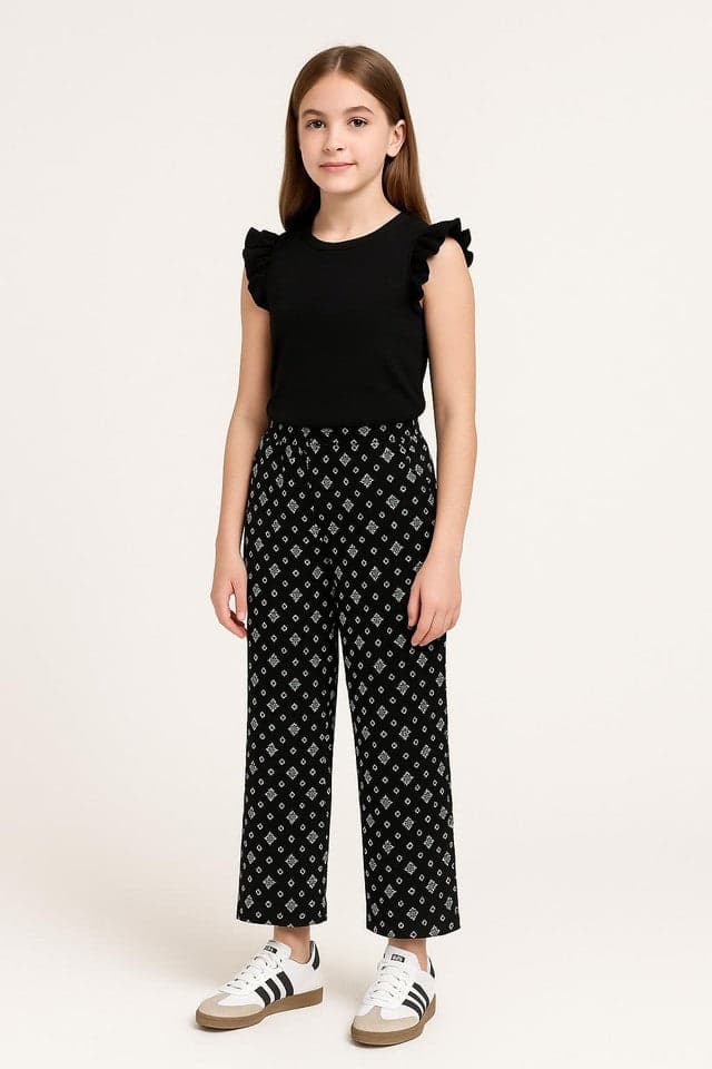 Girls Trousers Wide Leg Palazzo Pants Trousers Casual 3 Designs 5 - 13 Years