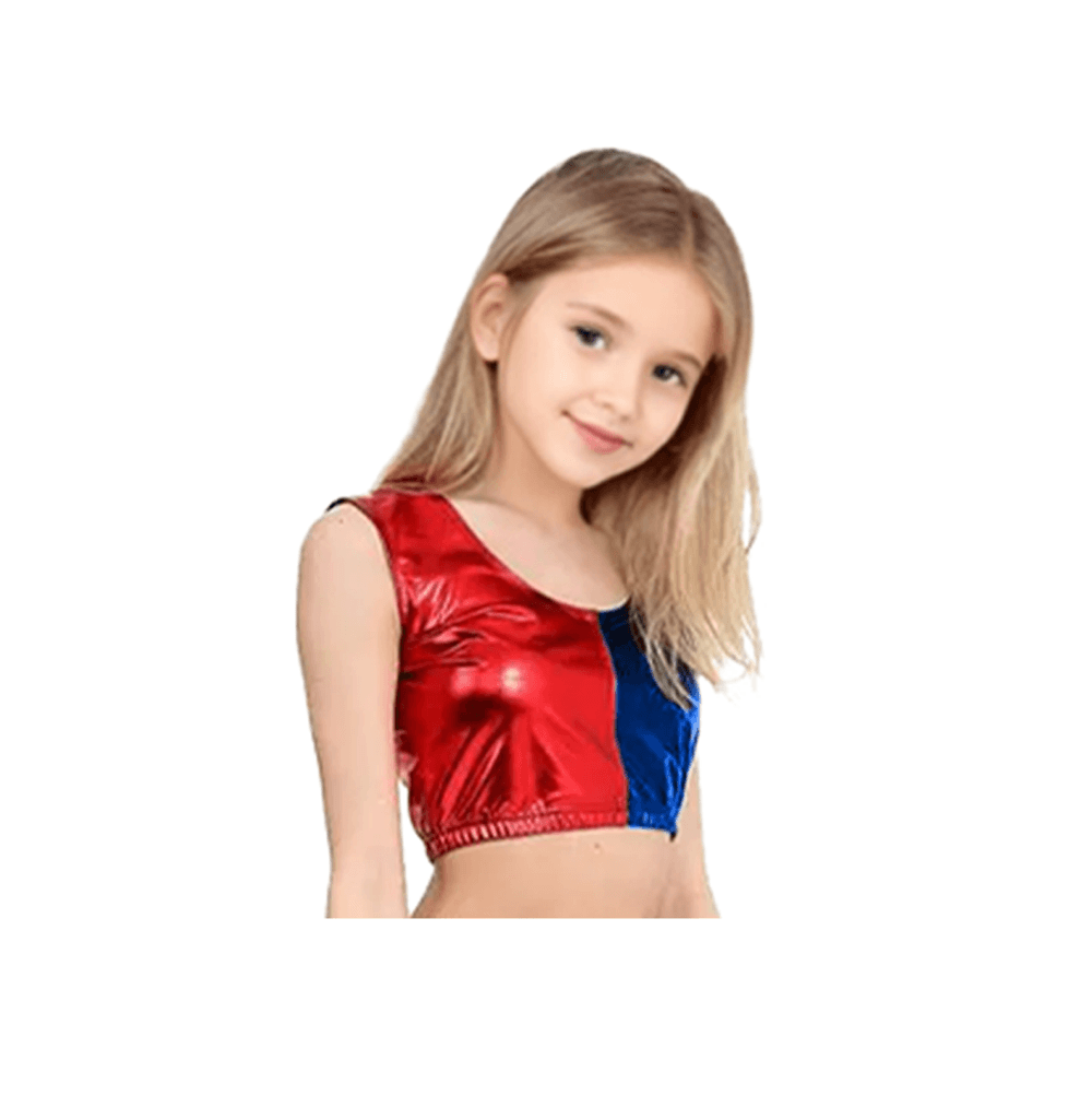 Girls Vest Crop Top and Hot Pants / Leggings Set Red Blue 3-14 years