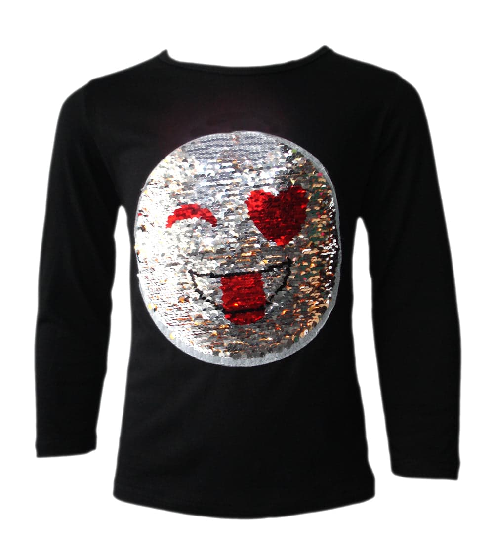 Girls Funny Face Brush Changing Sequin Tops