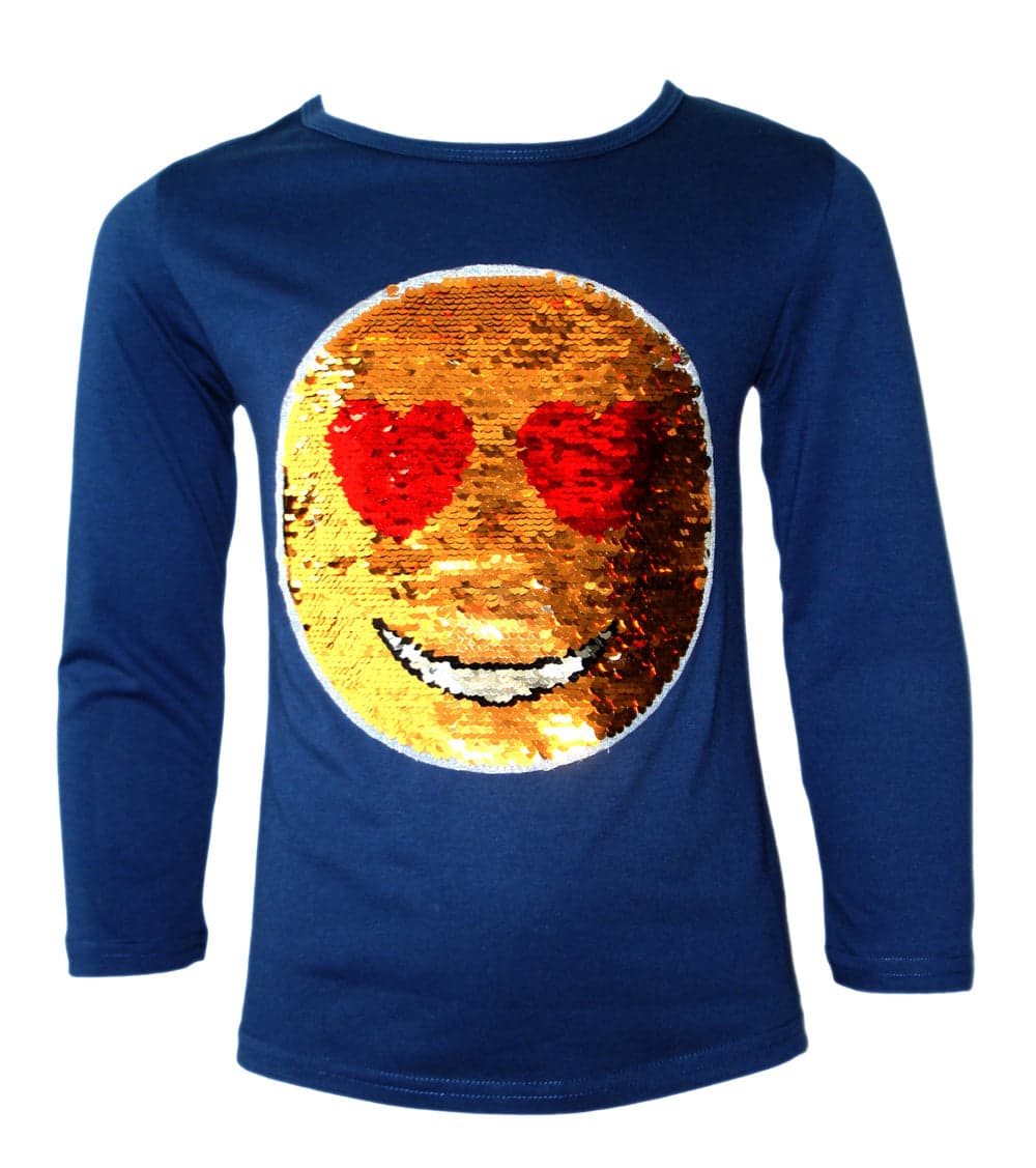 Girls Funny Face Brush Changing Sequin Tops