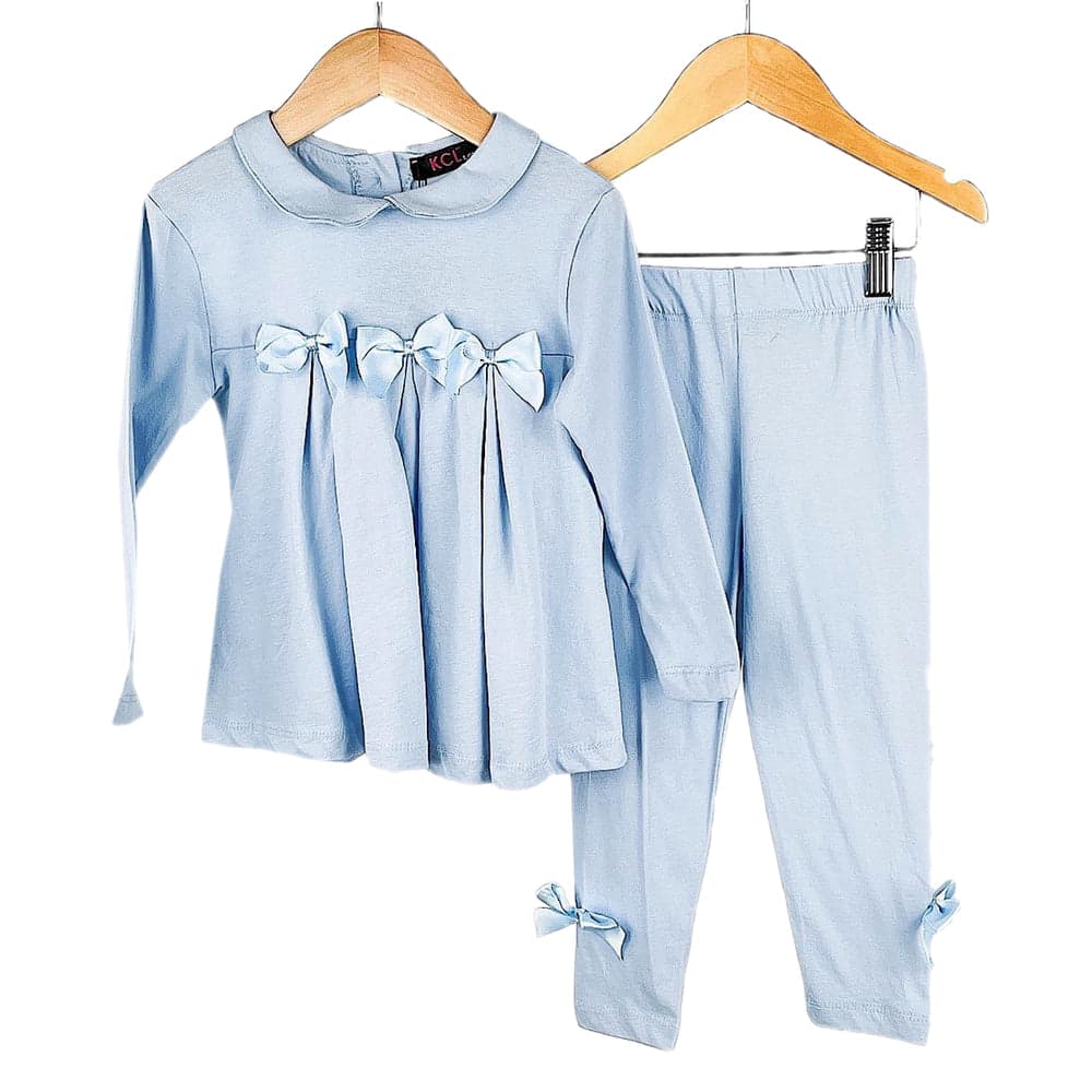 Girls Bow Pleated Top &  Set