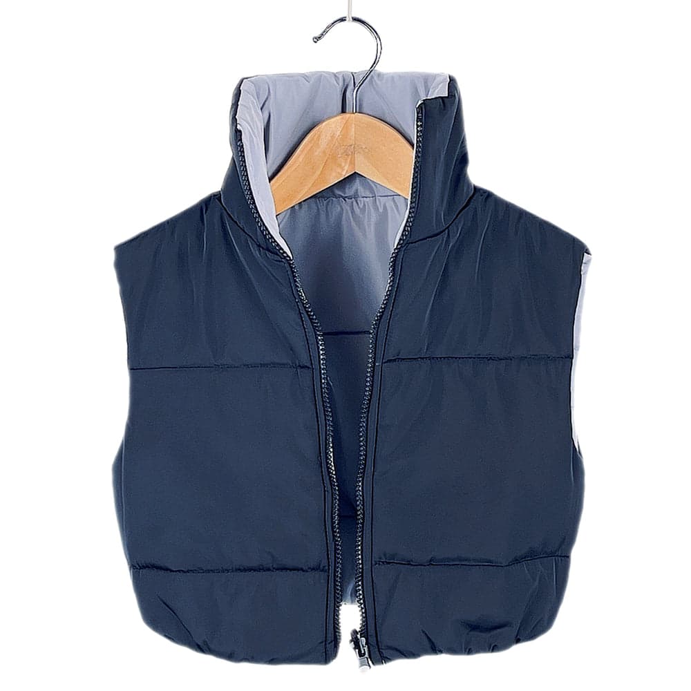Girls Reversible Gilet Bodywarmer Puffer Cropped Padded Sleeveless Jacket 2 in 1