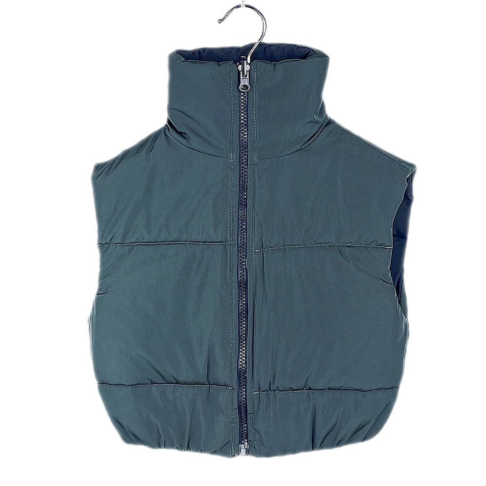 Girls Reversible Gilet Bodywarmer Puffer Cropped Padded Sleeveless Jacket 2 in 1