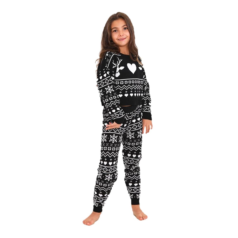 Girls Christmas Fairisle Jacquard Pyjama Set