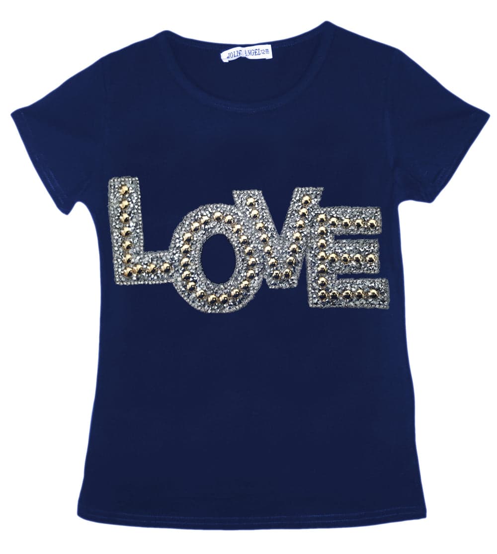 Girls Shiny Love & Trainers Print T-Shirts