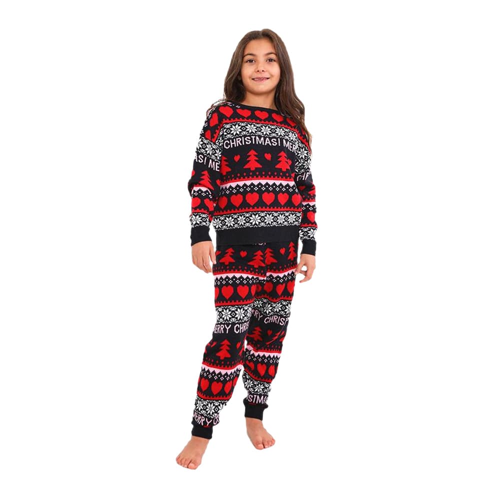 Girls Christmas Fairisle Jacquard Pyjama Set