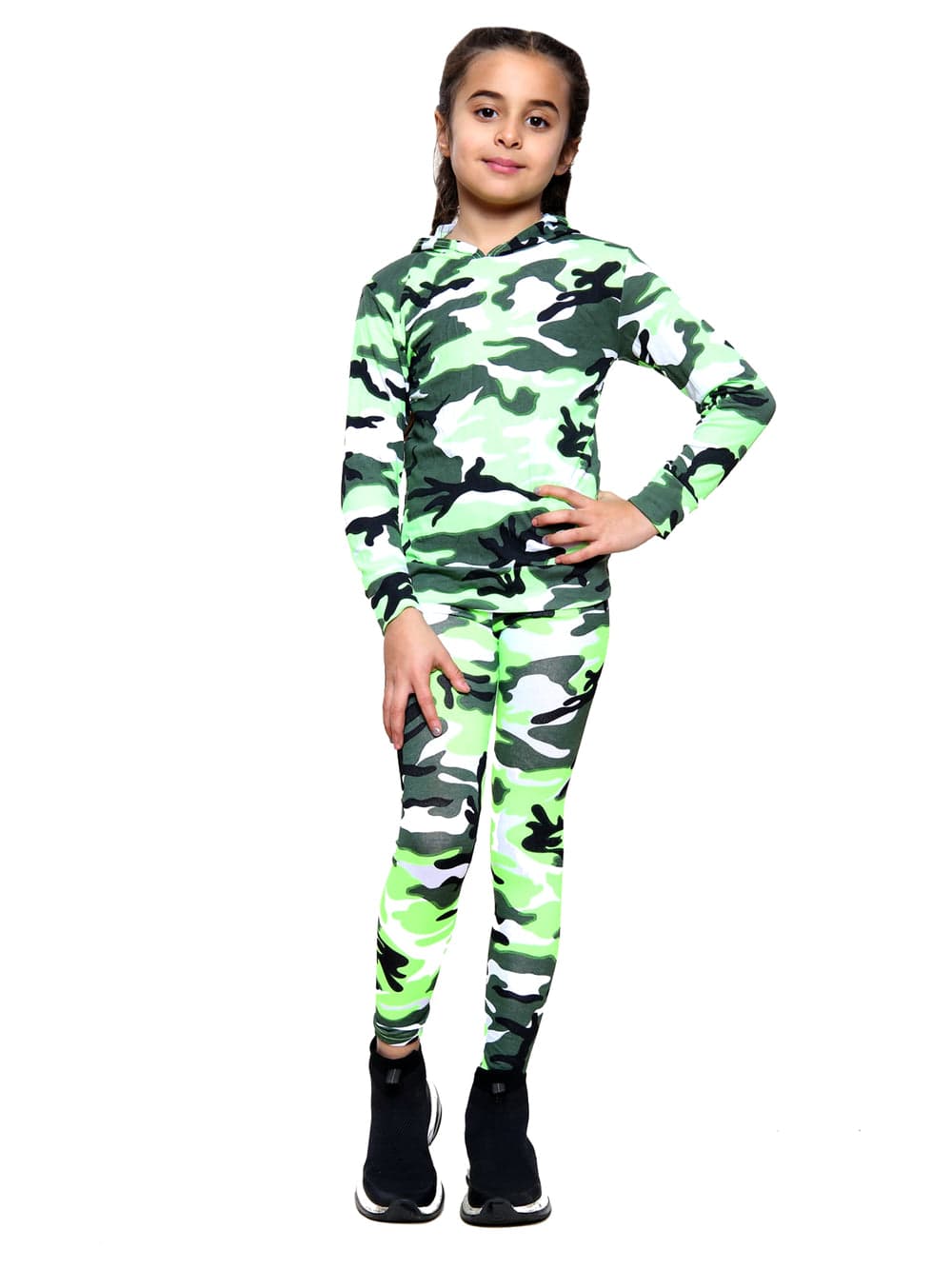 Girls Camouflage Hooded Top and  Tracksuit