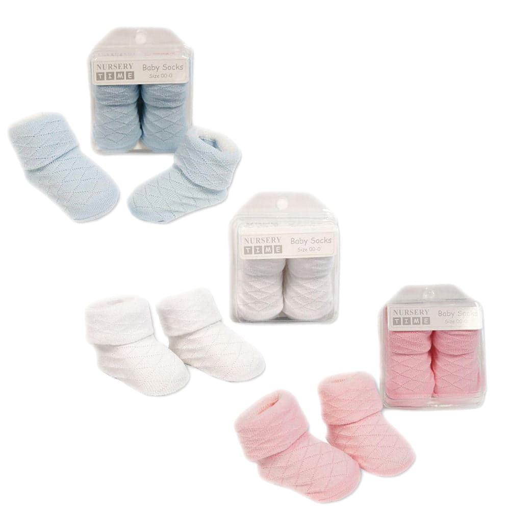 Baby Girls Perforated Diamond Ribbed Turnover Ankle Socks
