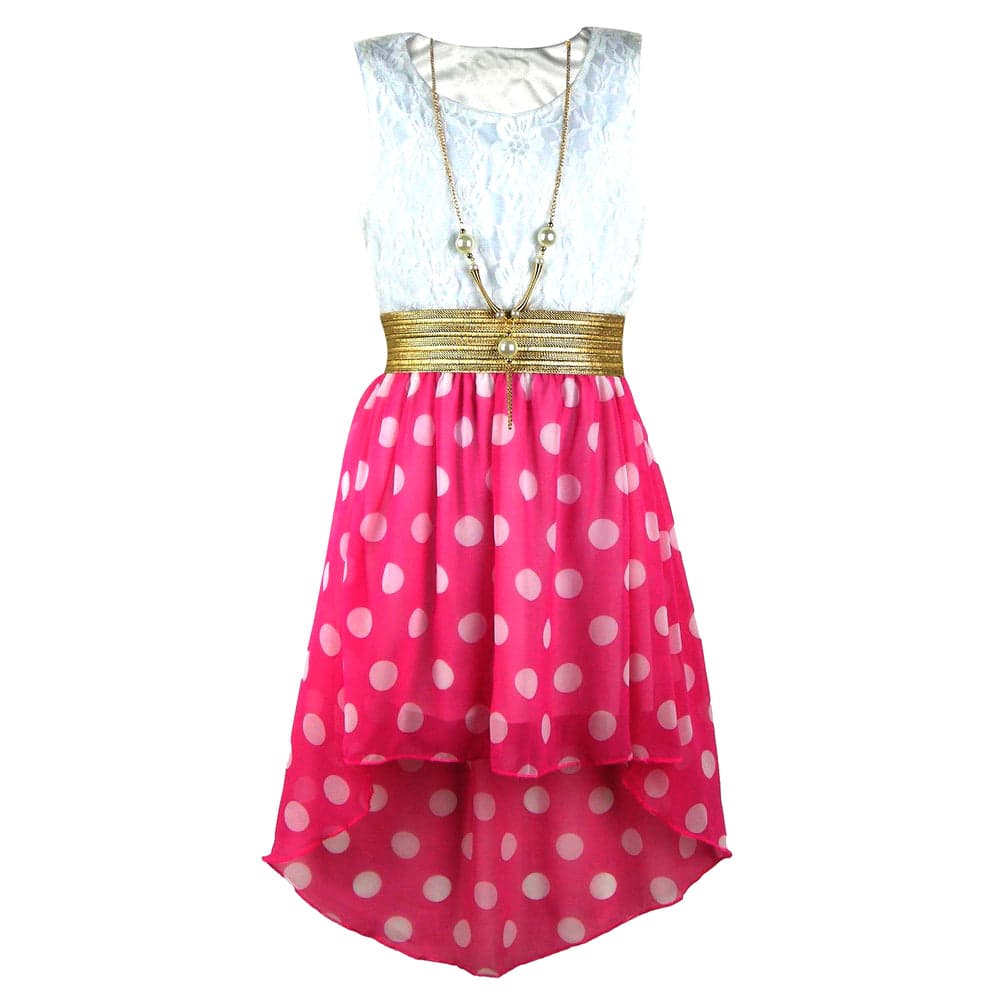 Girls Asymmetrical Polka Dots Dress