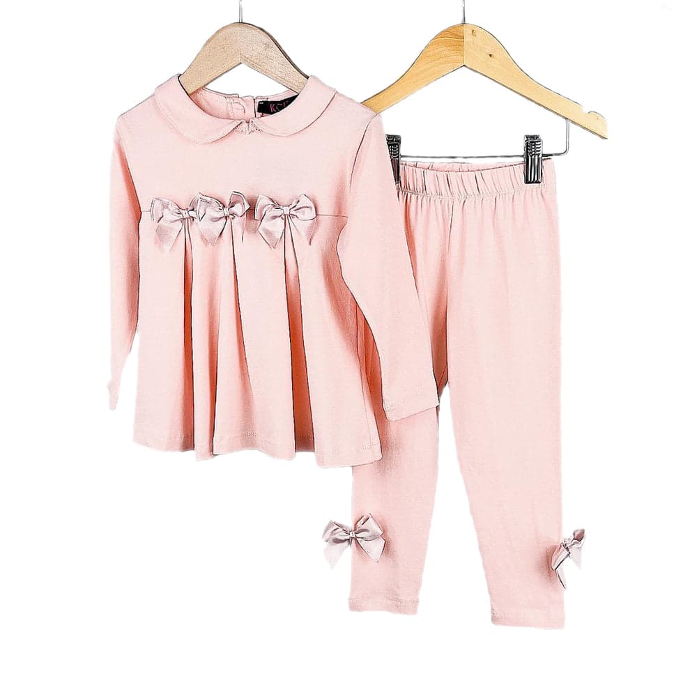 Girls Bow Pleated Top &  Set