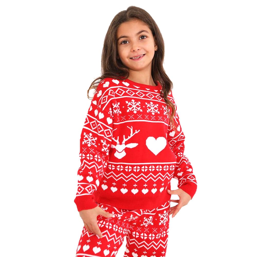 Girls Christmas Fairisle Jacquard Pyjama Set