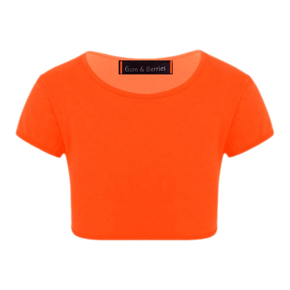 Girls Neon Crop Top T-Shirt.