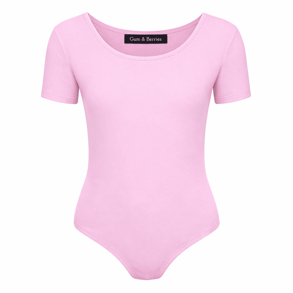 Girls Dance Leotard Plain Microfibre Stretchy Ballet Short Sleeve Bodysuit Gym