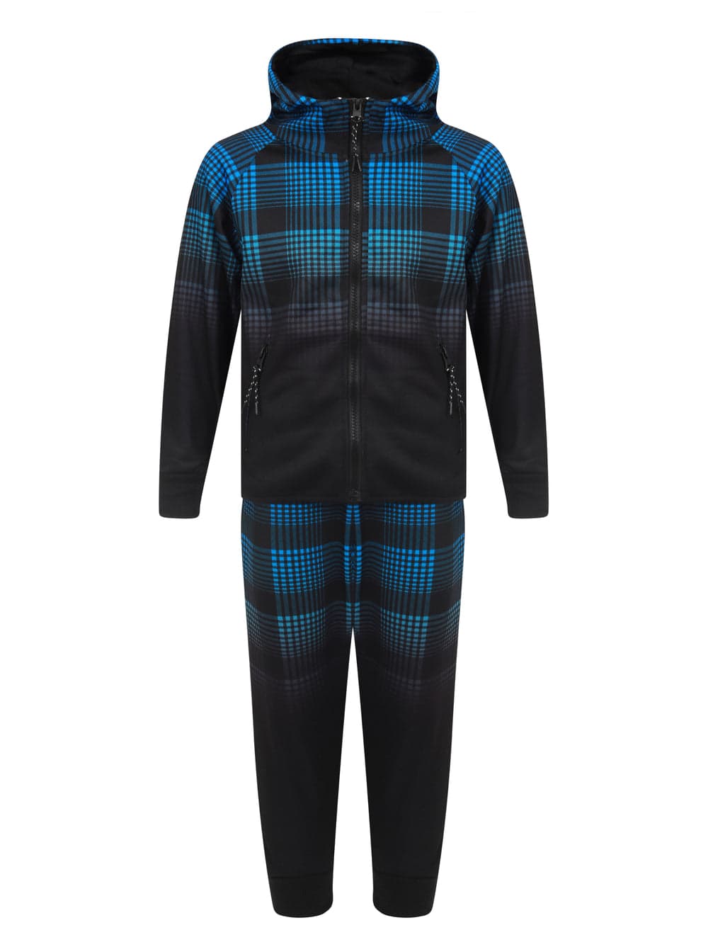 Boys Checked Sports Hooded Tracksuit
