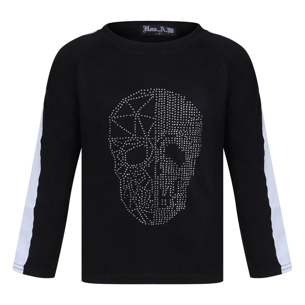Boys Silver Skull Face Studded Tops