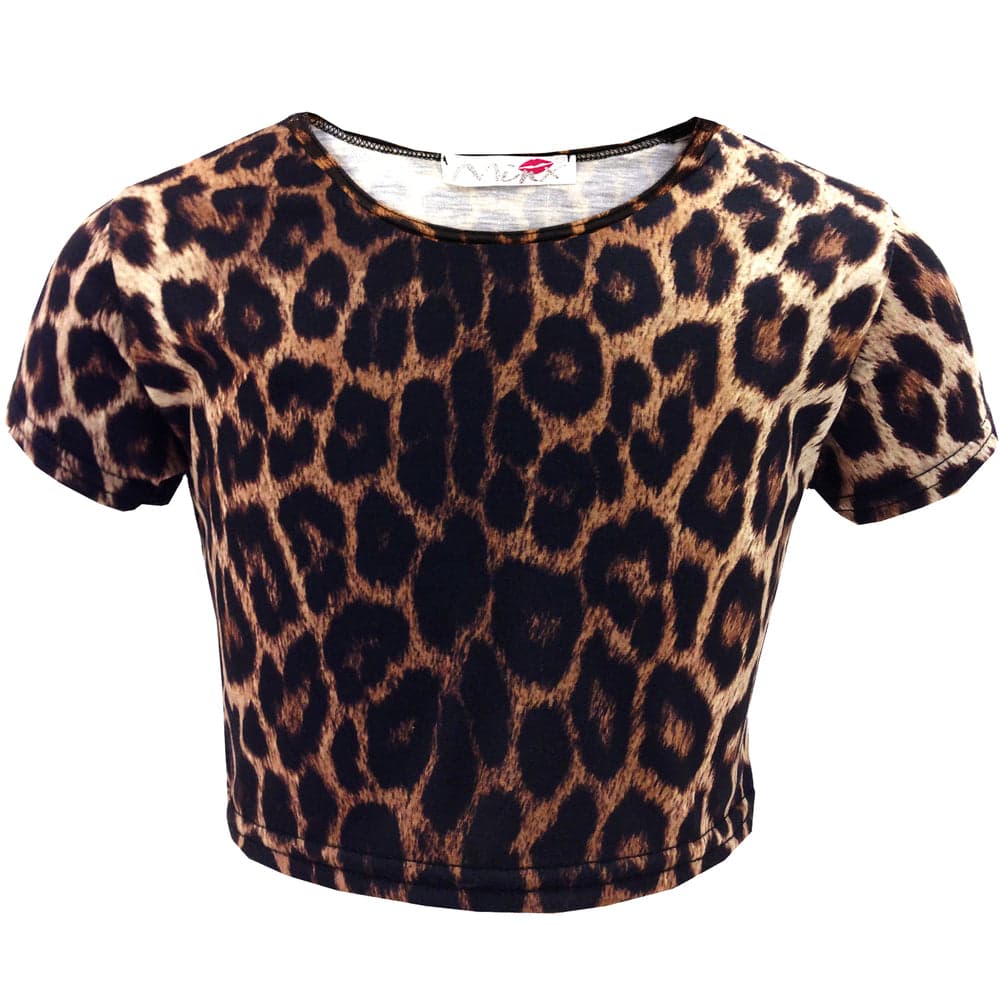 Girls Leopard Crop Top & Leggings Set