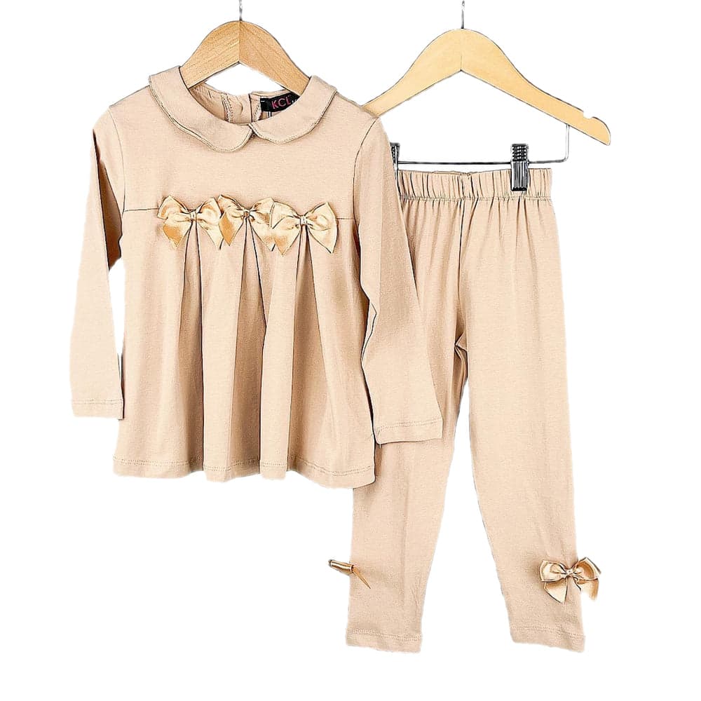 Girls Bow Pleated Top &  Set