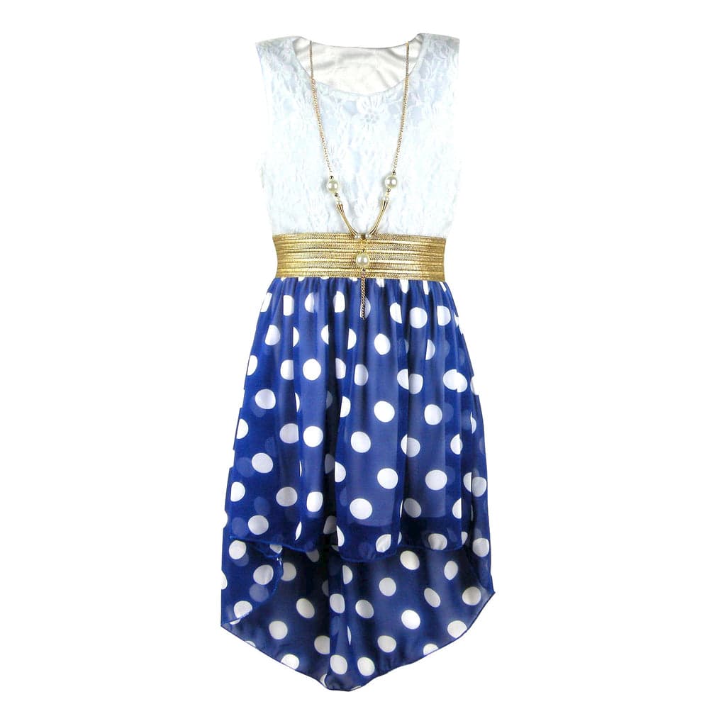 Girls Asymmetrical Polka Dots Dress