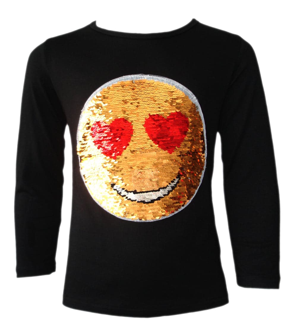 Girls Funny Face Brush Changing Sequin Tops