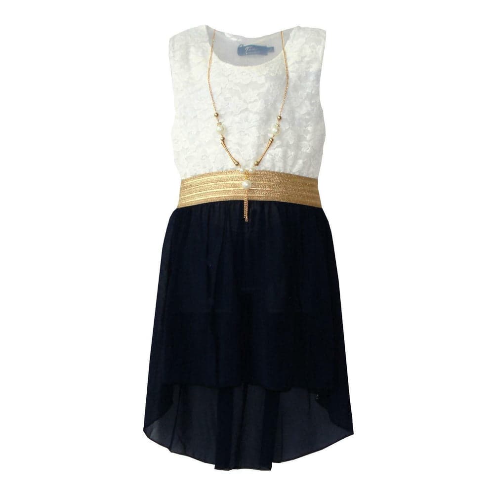 Girls Sleeveless Asymmetrical Chiffon Dress