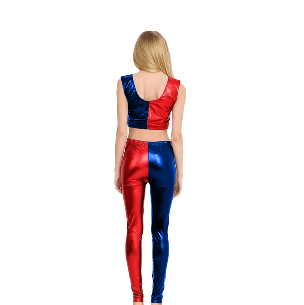 Girls Vest Crop Top and Hot Pants / Leggings Set Red Blue 3-14 years