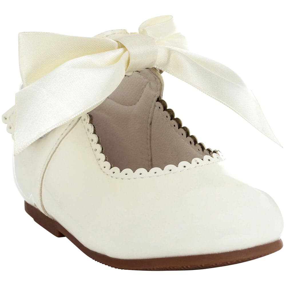 Girls Bridesmaids Bow Ribbon Party Shoes