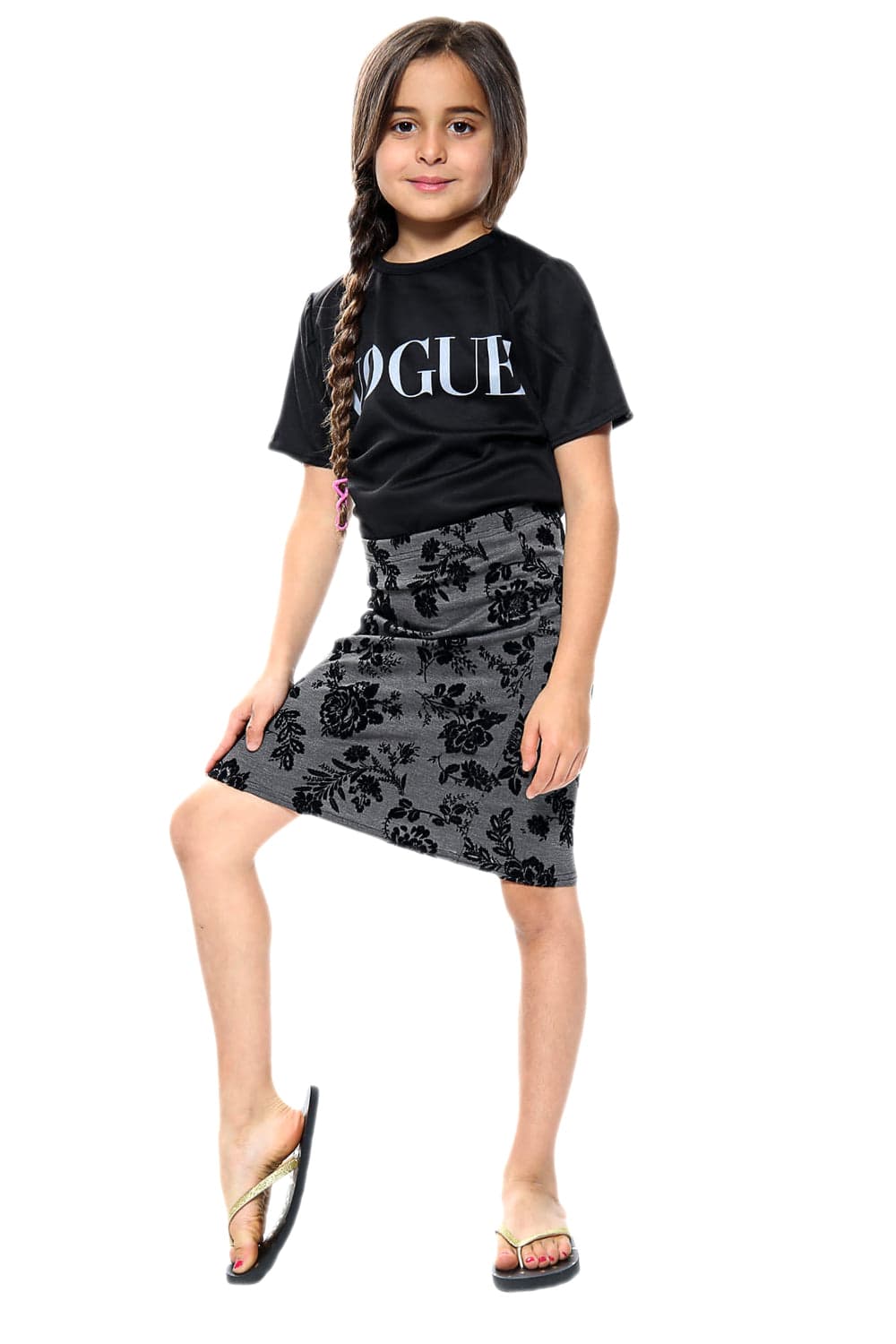 Girls Floral Pencil Skirt