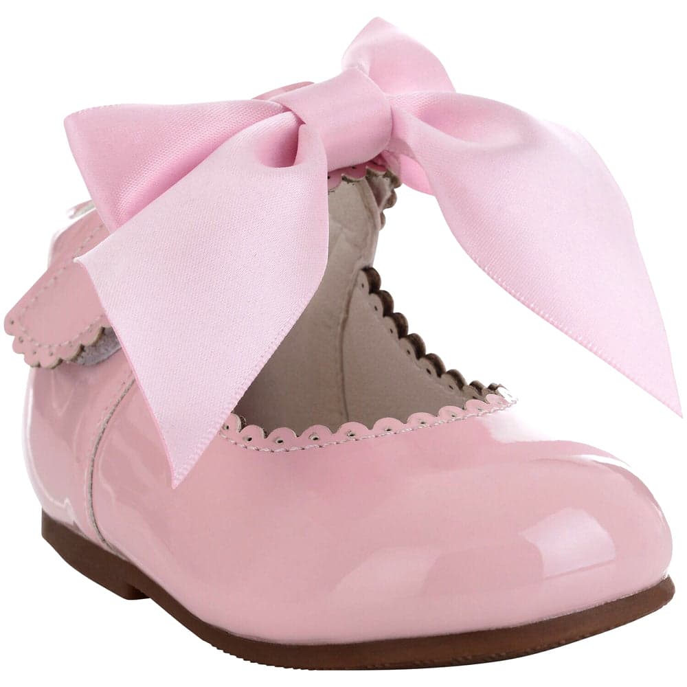 Girls Bridesmaids Bow Ribbon Party Shoes