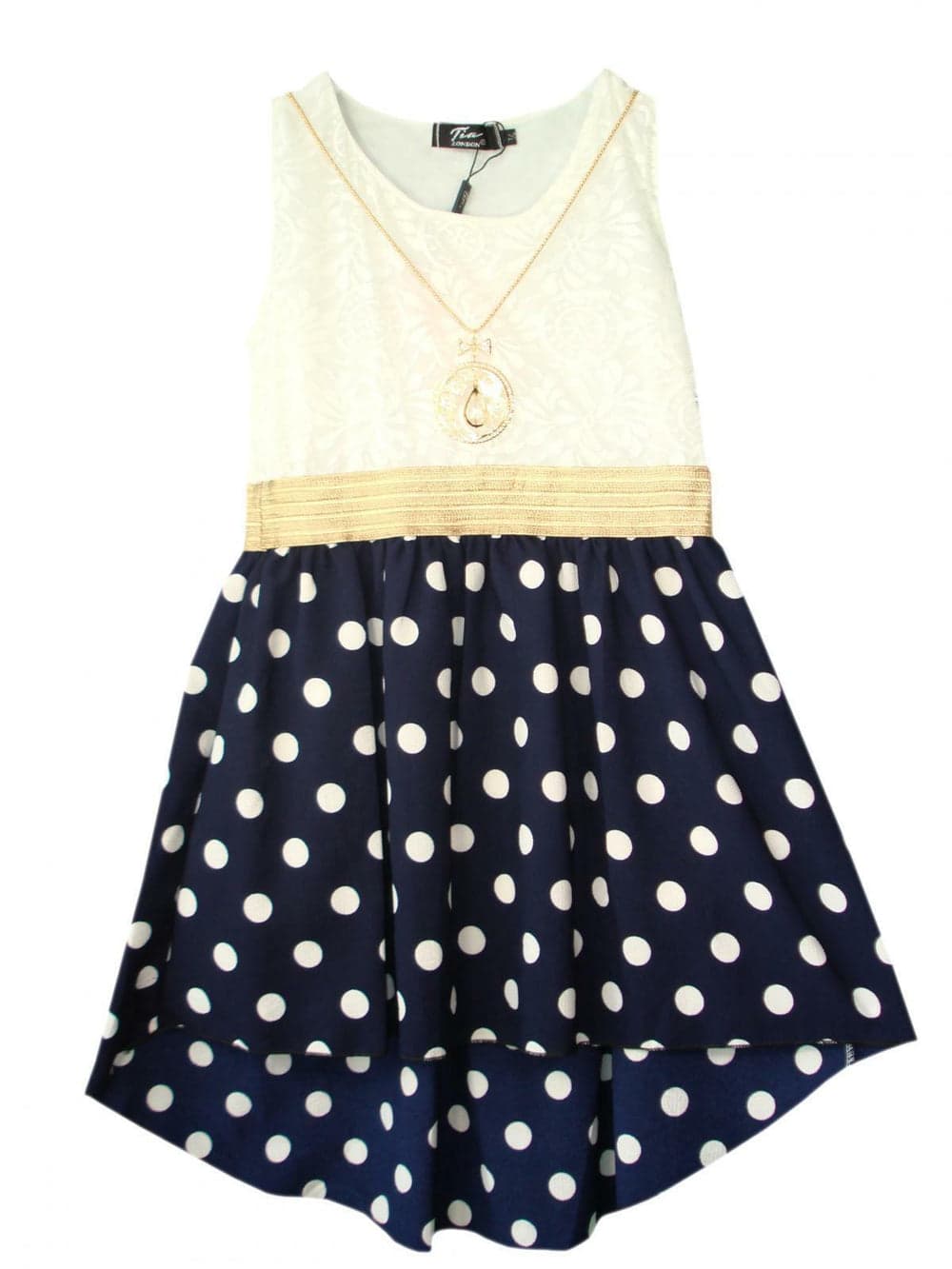 Girls Asymmetrical Polka Dots Dress