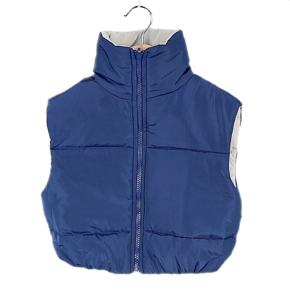 Girls Reversible Gilet Bodywarmer Puffer Cropped Padded Sleeveless Jacket 2 in 1